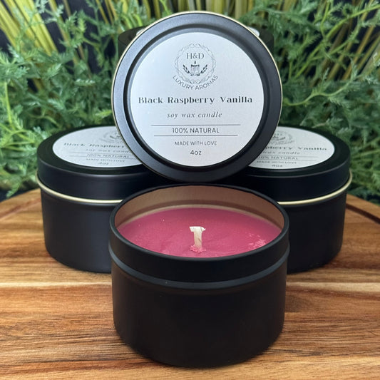 4oz Black Raspberry Vanilla Soy Wax Candle