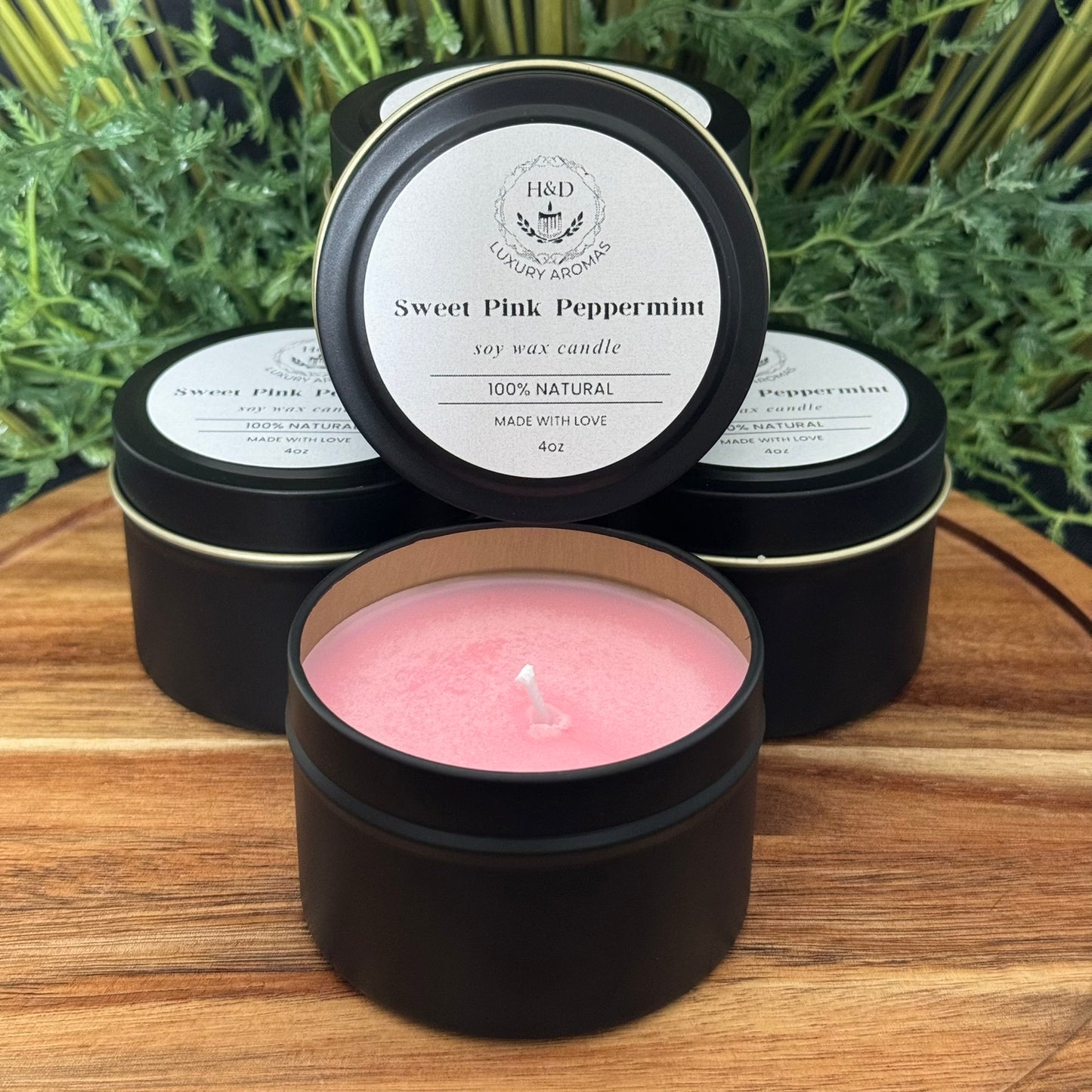 4oz Sweet Pink Peppermint Soy Wax Candle