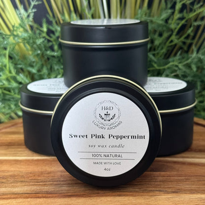 4oz Sweet Pink Peppermint Soy Wax Candle